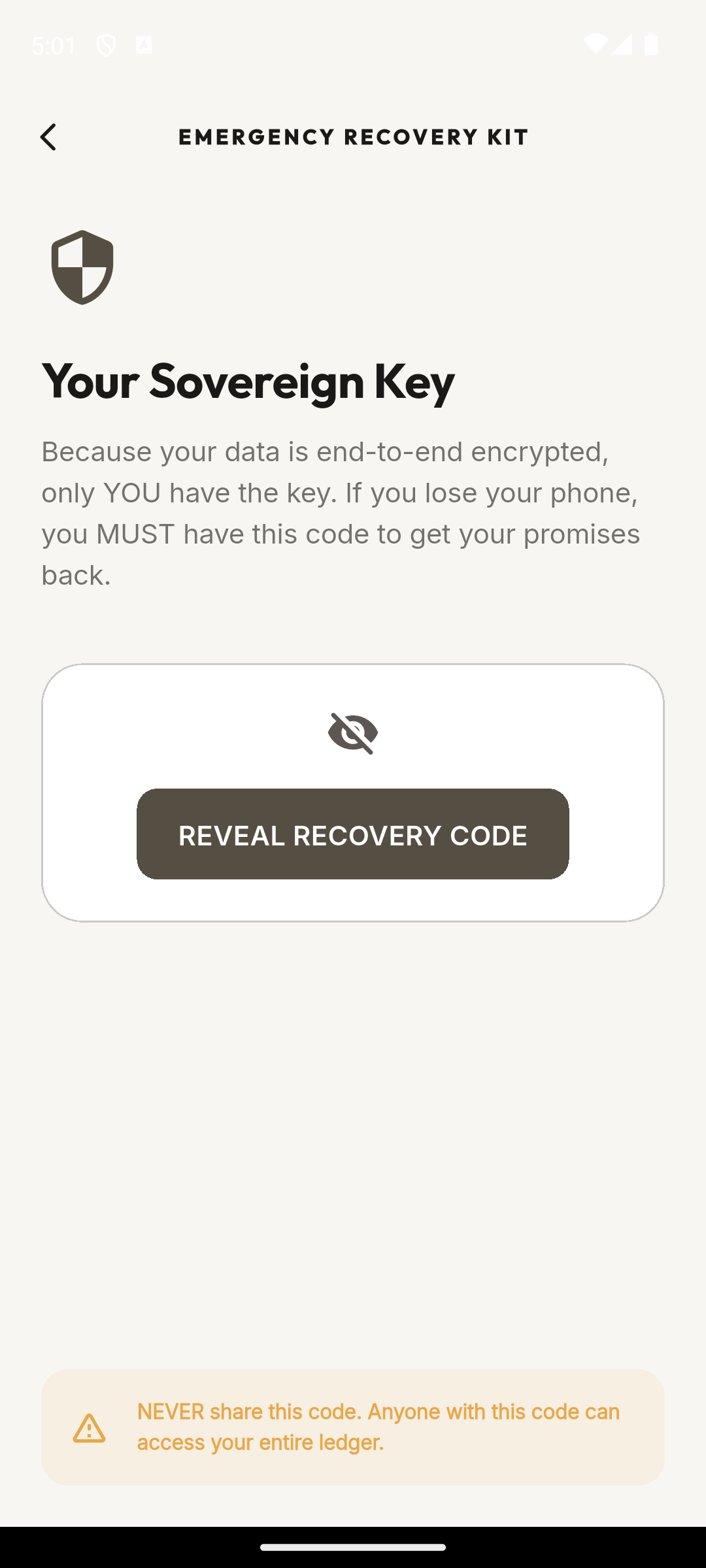 Emergency recovery kit master key